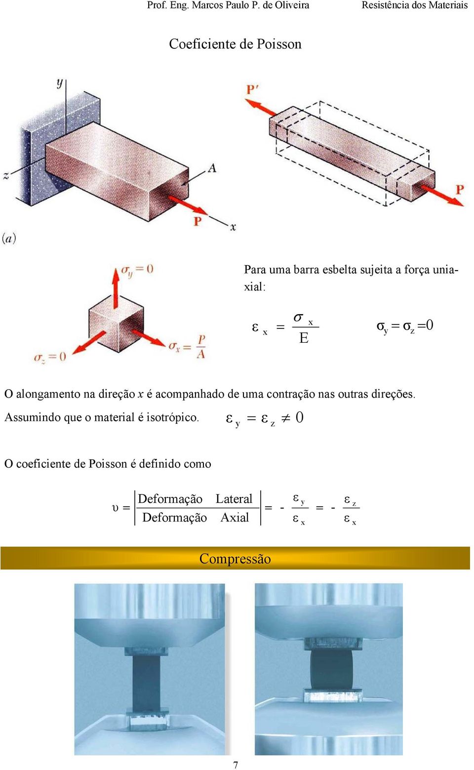 direções. Assumindo que o material é isotrópico.