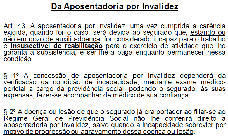 98 Art. 44. A aposentadoria por invalidez consiste numa renda mensal calculada na forma do inciso II do caput do art.