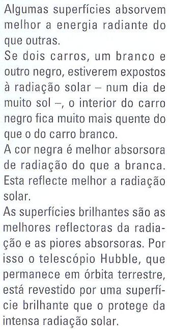 Absorsores e Emissores de radiação/cor dos