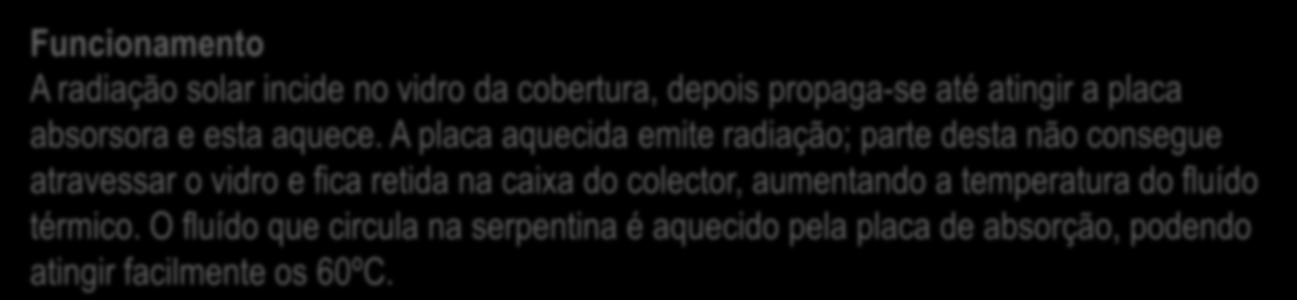 A placa aquecida emite radiação; parte desta não consegue atravessar o vidro e fica retida na caixa do colector, aumentando a temperatura do