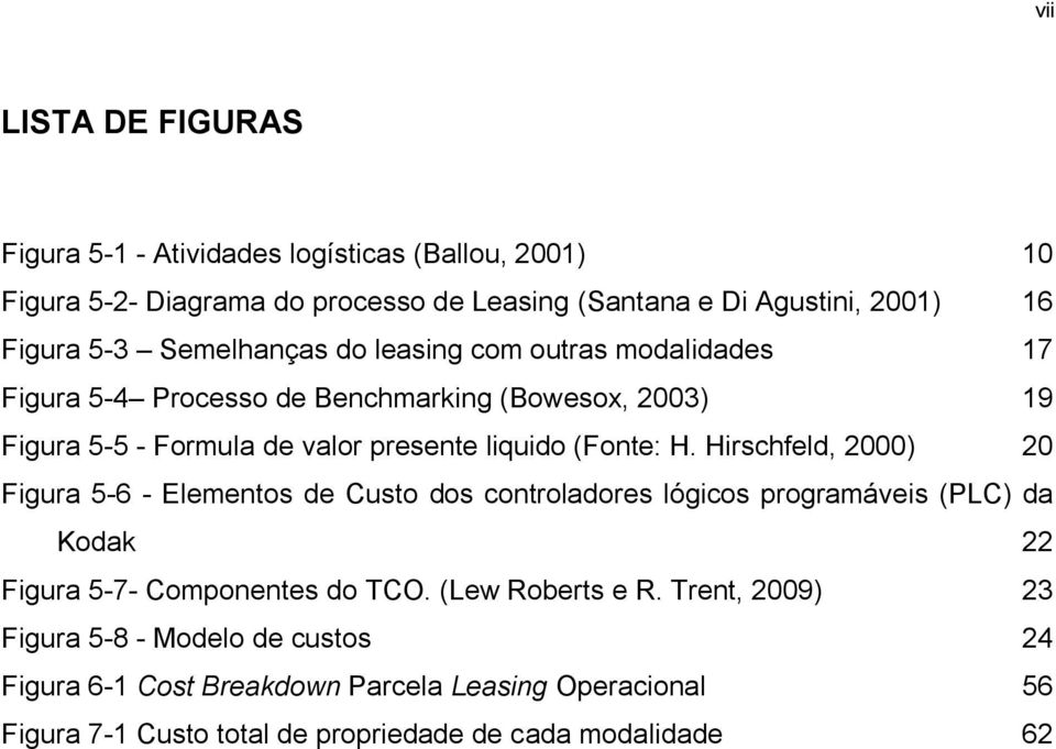 Hirschfeld, 2000) 20 Figura 5-6 - Elementos de Custo dos controladores lógicos programáveis (PLC) da Kodak 22 Figura 5-7- Componentes do TCO. (Lew Roberts e R.