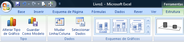 Elaboração de gráficos Criação de gráficos Após clicar em Coluna, verá um número de tipos de gráficos de colunas à sua escolha.