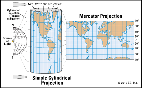 ATENÇÃO! Na verdade, a projeção de Mercator não é gnomônica, mas considera-se. (capítulo 2 item 2.5.2 pg.
