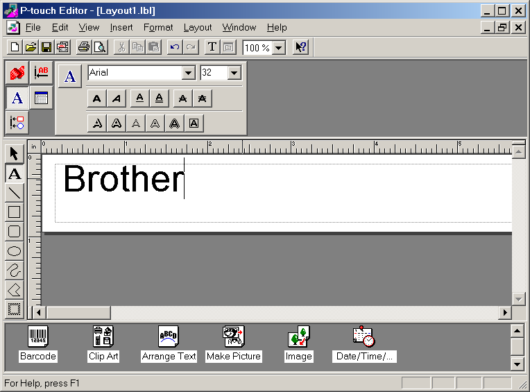 3 Utilize o teclado do computador para inserir o texto. 4 Para criar uma nova linha de texto, pressione a tecla Enter do teclado. Com o P-touch Editor 3.