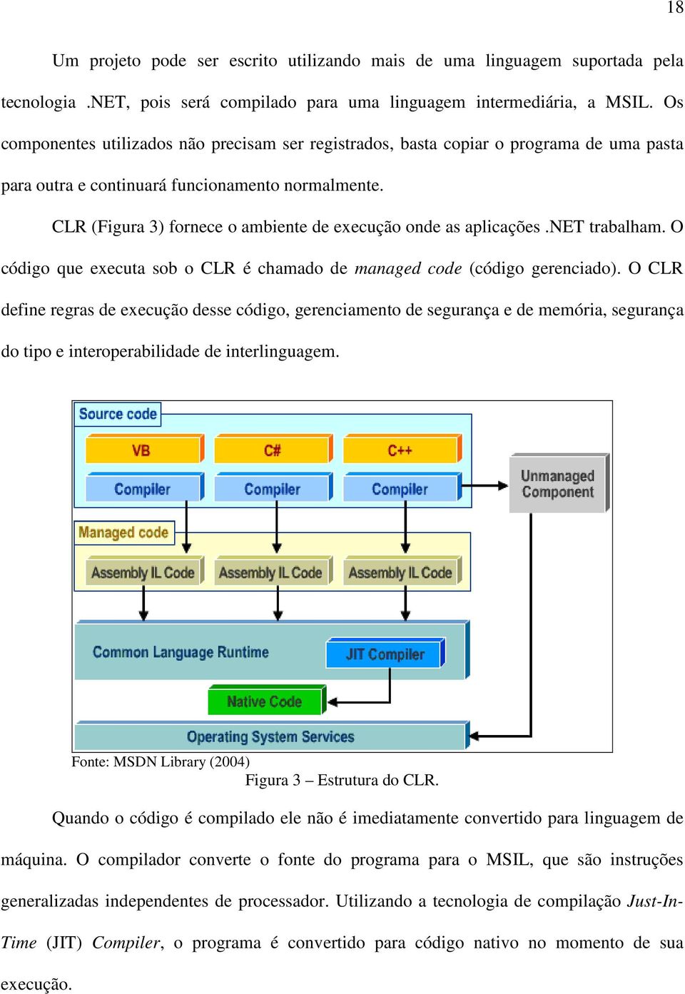 CLR (Figura 3) fornece o ambiente de execução onde as aplicações.net trabalham. O código que executa sob o CLR é chamado de managed code (código gerenciado).