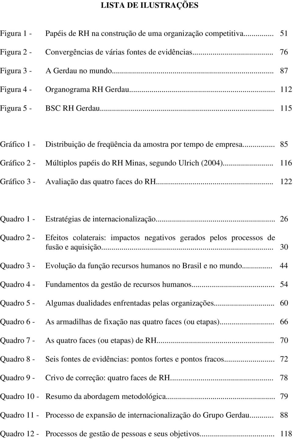 .. 85 Gráfico 2 - Múltiplos papéis do RH Minas, segundo Ulrich (2004)... 116 Gráfico 3 - Avaliação das quatro faces do RH... 122 Quadro 1 - Estratégias de internacionalização.