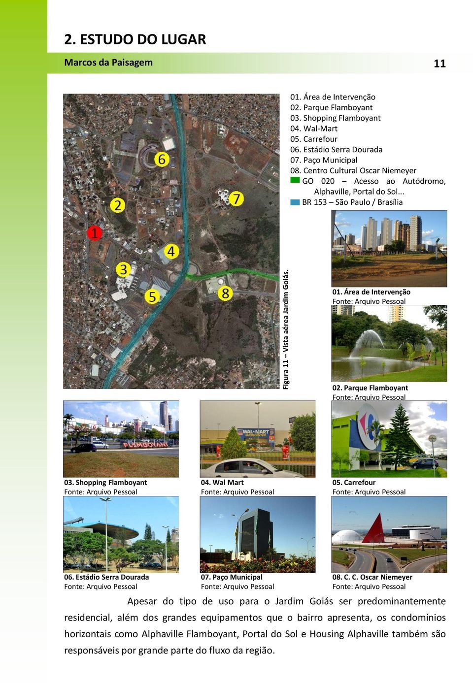 Área de Intervenção Fonte: Arquivo Pessoal 02. Parque Flamboyant Fonte: Arquivo Pessoal 03. Shopping Flamboyant Fonte: Arquivo Pessoal 04. Wal Mart Fonte: Arquivo Pessoal 05.