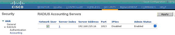 Um servidor de contabilidade do RAIO é exigido de modo que o server NG possa traçar o endereço IP de origem recebido nos mensagens do syslog ASA ao convidado que usa esse endereço nesse tempo