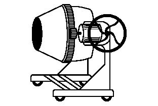 6. (Ufscar) Para misturar o concreto, um motor de 3,5 hp tem solidária ao seu eixo uma engrenagem de 8 cm de diâmetro, que se acopla a uma grande cremalheira em forma de anel, com 120 cm de diâmetro,