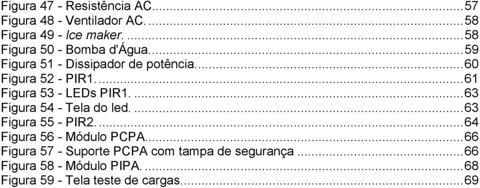 ... 61 Figura 53 - LEDs PIR1.... 63 Figura 54 - Tela do led.... 63 Figura 55 - PIR2.