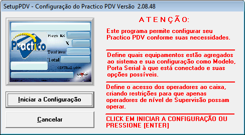 BEMATECH PDV - CONFIGURAÇÃO Para configurar o PDV abra a pasta C:\PDVARQ e execute o aplicativo SETUPPDV.EXE.