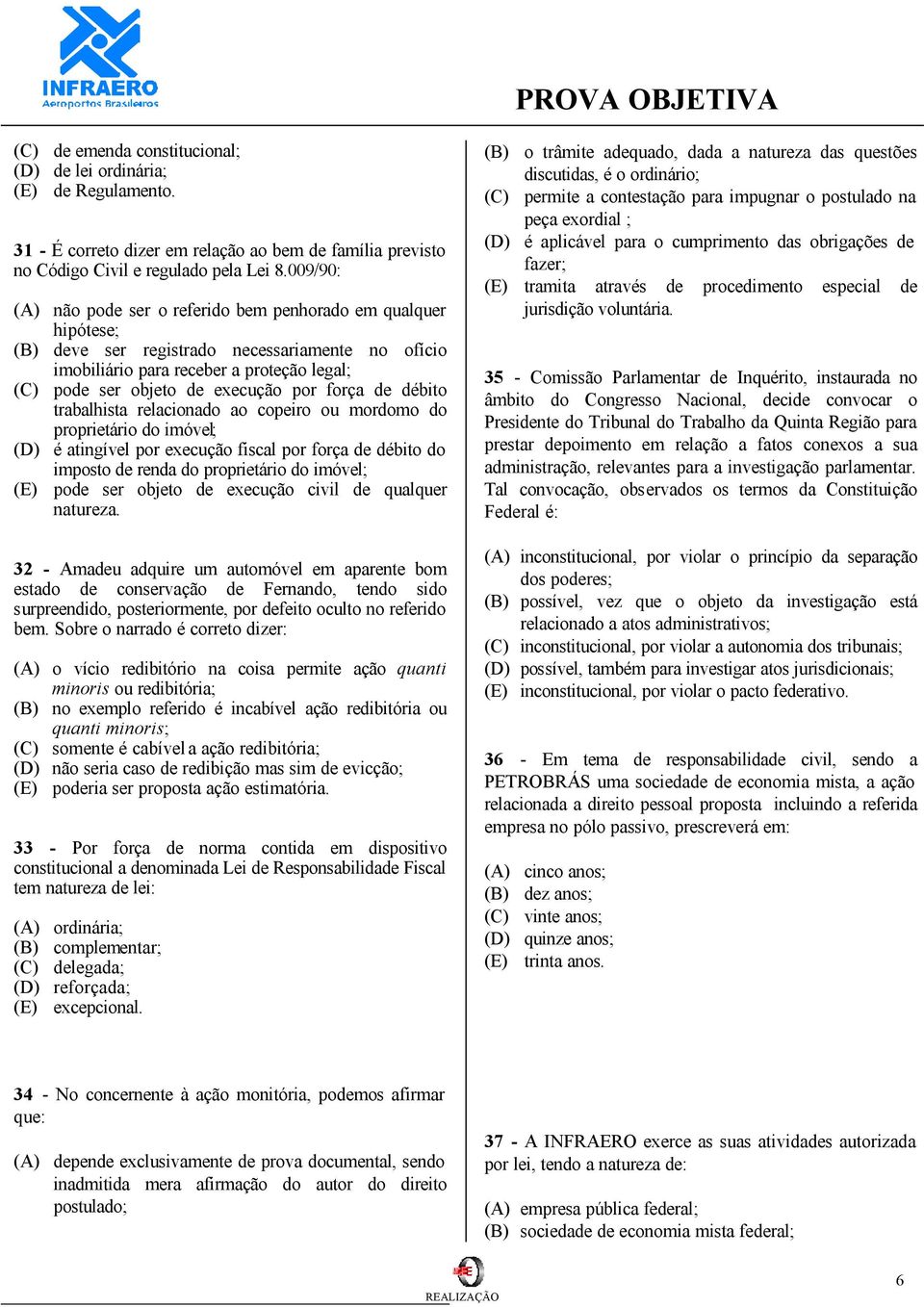 por força de débito trabalhista relacionado ao copeiro ou mordomo do proprietário do imóvel; (D) é atingível por execução fiscal por força de débito do imposto de renda do proprietário do imóvel; (E)