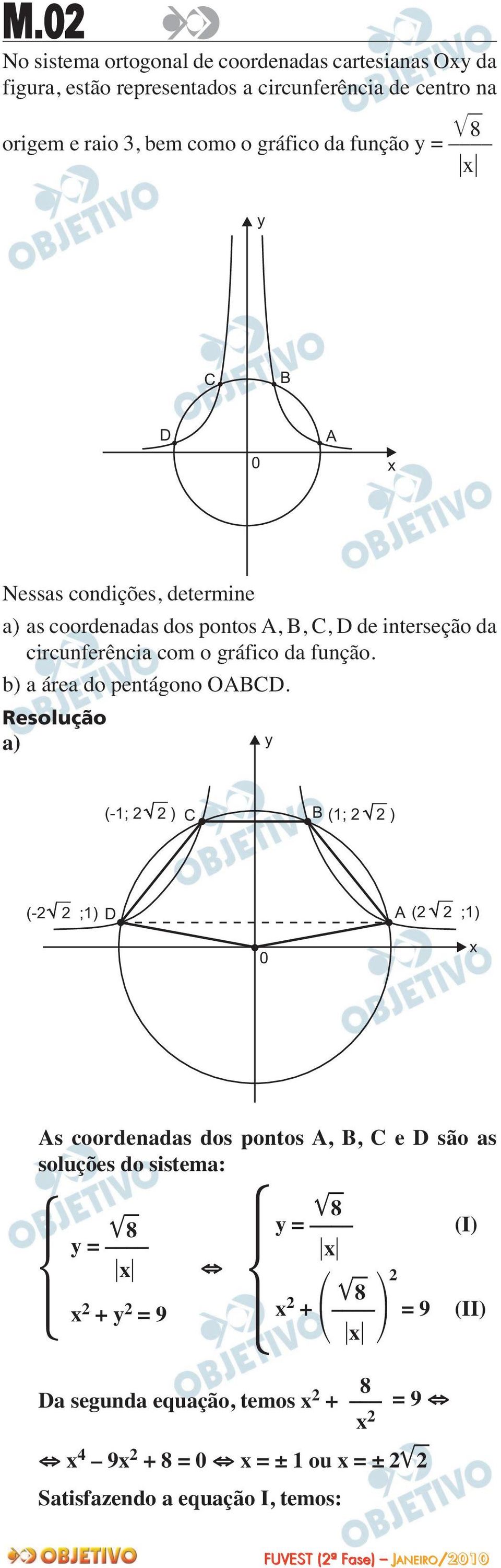 b) a área do pentágono OABCD.