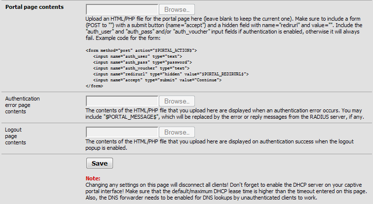 Há mais... Todas as três paginas do Captive Portal (login, logout e erro) podem ser personalizadas para atender o padrão da organização onde foi implementado o sistema.