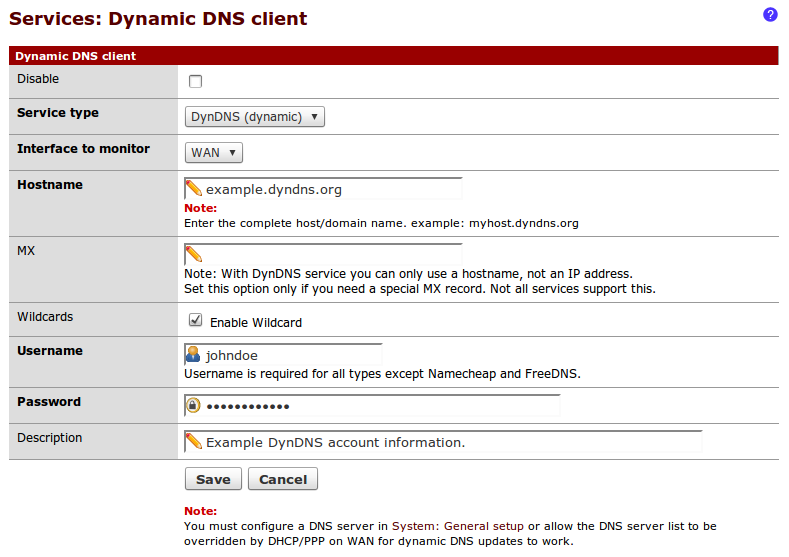 Como ele funciona... Sempre que o endereço de ip muda da interface, o PfSense automaticamente se conecta com o provedor de DNS dinâmico usando as credenciais cadastradas e atualiza todos os dados.