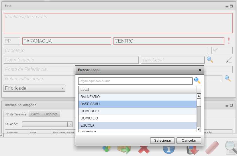 digitação e se o sistema não encontrar a opção desejada clique na opções existentes e clique em.