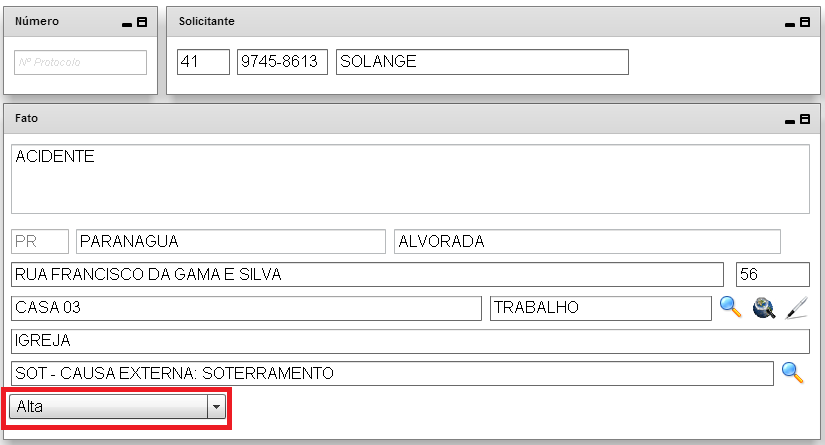 Inicie a digitação e se o sistema não encontrar a opção desejada clique na selecione uma das opções existentes e clique