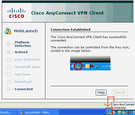 Esta janela é mostrada antes da conexão VPN SSL ser estabelecida.