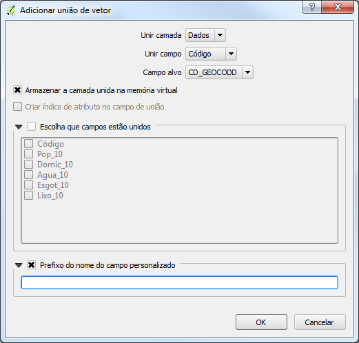 5. Abrir um projeto novo no QGIS e adicionar o arquivo RMSP.shp. 6. Através do menu Camada, Adicionar camada a partir de um texto delimitado, inserir o arquivo Dados.csv.