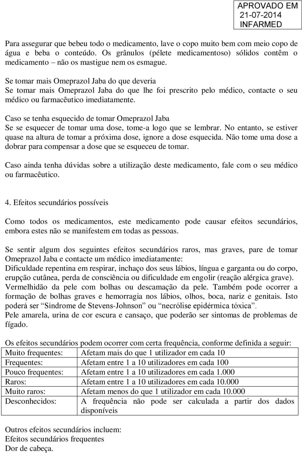 Se tomar mais Omeprazol Jaba do que deveria Se tomar mais Omeprazol Jaba do que lhe foi prescrito pelo médico, contacte o seu médico ou farmacêutico imediatamente.