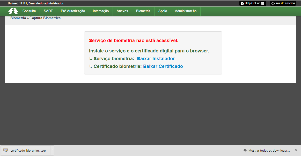 Biometria / Baixar Instalador certificado_bio_unimed.