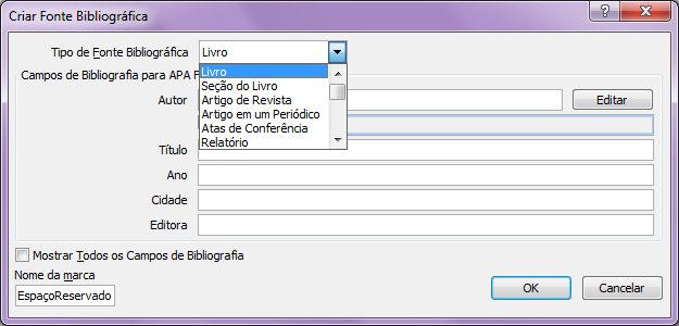 6º) Obs.: No campo de Fonte Bibliográfica escolha o nome da Fonte de onde foi retirado as informações e preencha-o.