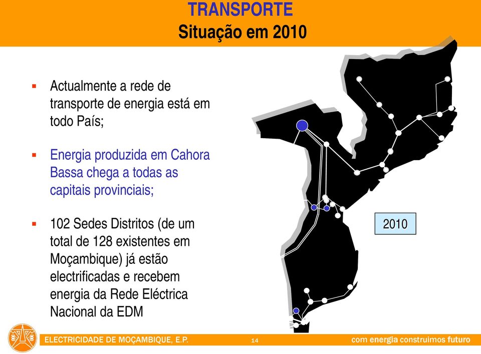 provinciais; 102 Sedes Distritos (de um total de 128 existentes em Moçambique)