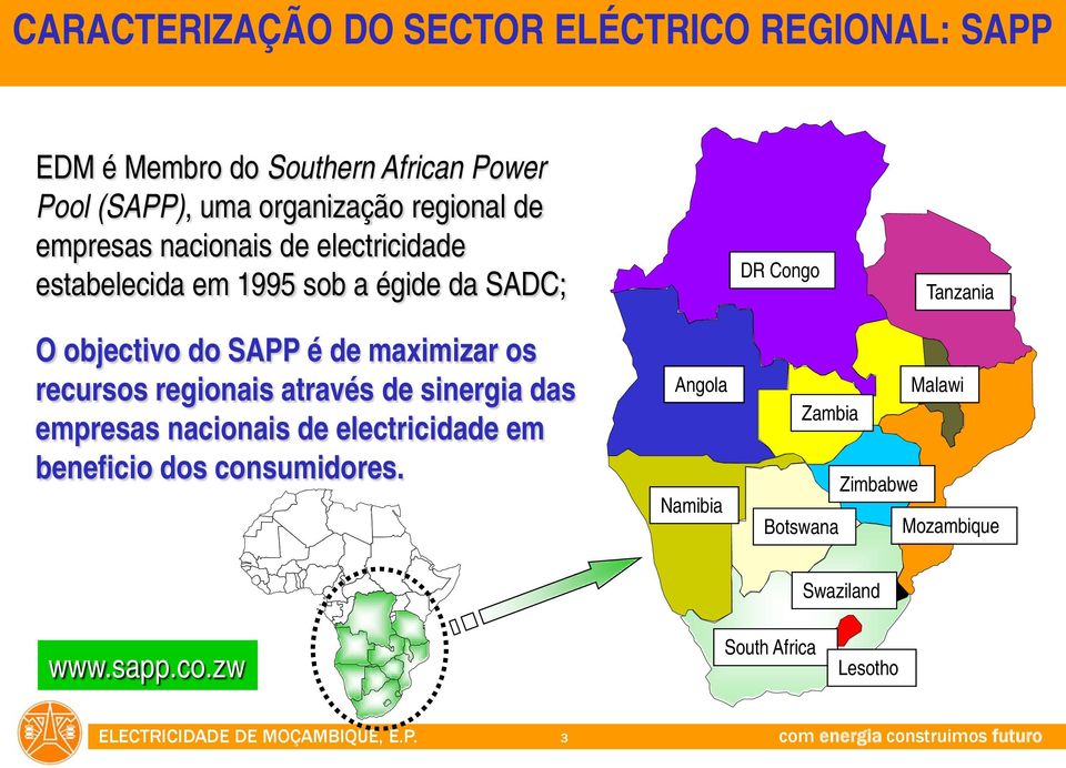 do SAPP é de maximizar os recursos regionais através de sinergia das empresas nacionais de electricidade em beneficio