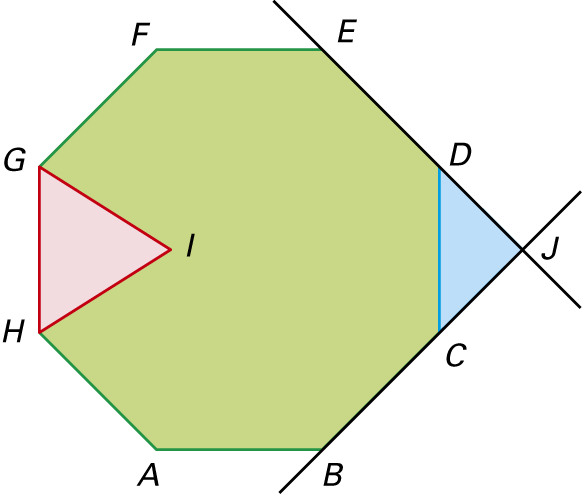 5. Considera a figura em que [ABCDEFGH] é um octógono regular e [GHI] é um triângulo equilátero. 5.1.