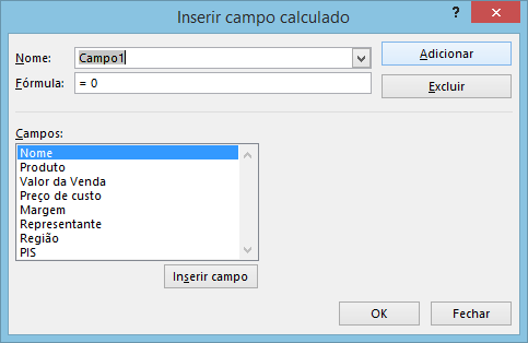 1. Clique na guia Analisar, localizada nas Ferramentas de Tabela Dinâmica 2. Localize a galeria Cálculos 3. Clique em Campos, Itens e Conjuntos 4. Clique em seguida em Campos Calculados.