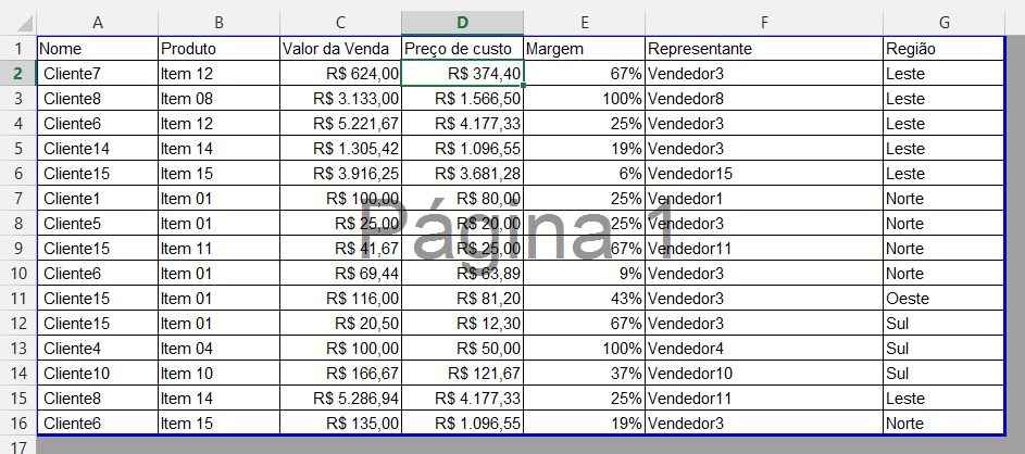 A planilha acima não teve a área de impressão configurada.