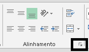 Há outra forma de mesclar as células. 1. Clique no botão Opções de Alinhamento (conforme destacado na imagem ao lado). 2. Ao ser pressionado, a tela abaixo será exibida.