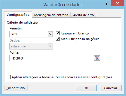 Existe uma desvantagem nesse método. Se você aumentar a lista de departamentos verá que a lista não é atualizada. Para que ela seja reconhecida há necessidade do acerto da área de dados da validação.