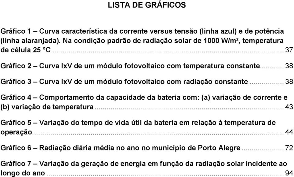 .. 38 Gráfico 3 Curva IxV de um módulo fotovoltaico com radiação constante.