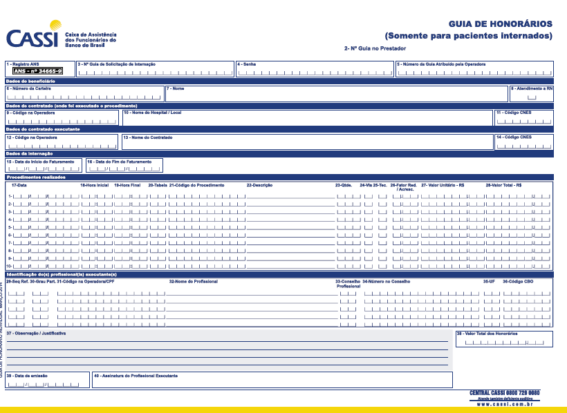 Guias de Honorários vinculação com