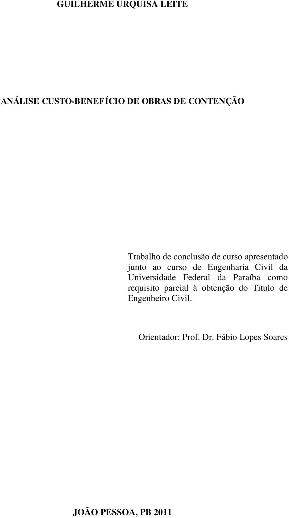 da Universidade Federal da Paraíba como requisito parcial à obtenção do