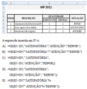 MINISTÉRIO PÚBLICO DO ESTADO DO RIO DE JANEIRO MPE RJ QUESTÕES DE INFORMÁTICA PROFESSOR MARCELO NASCIMENTO 01) FUJB - 2011 - MPE-RJ - Analista - Processual Planilhas Eletrônicas - Microsoft Excel e