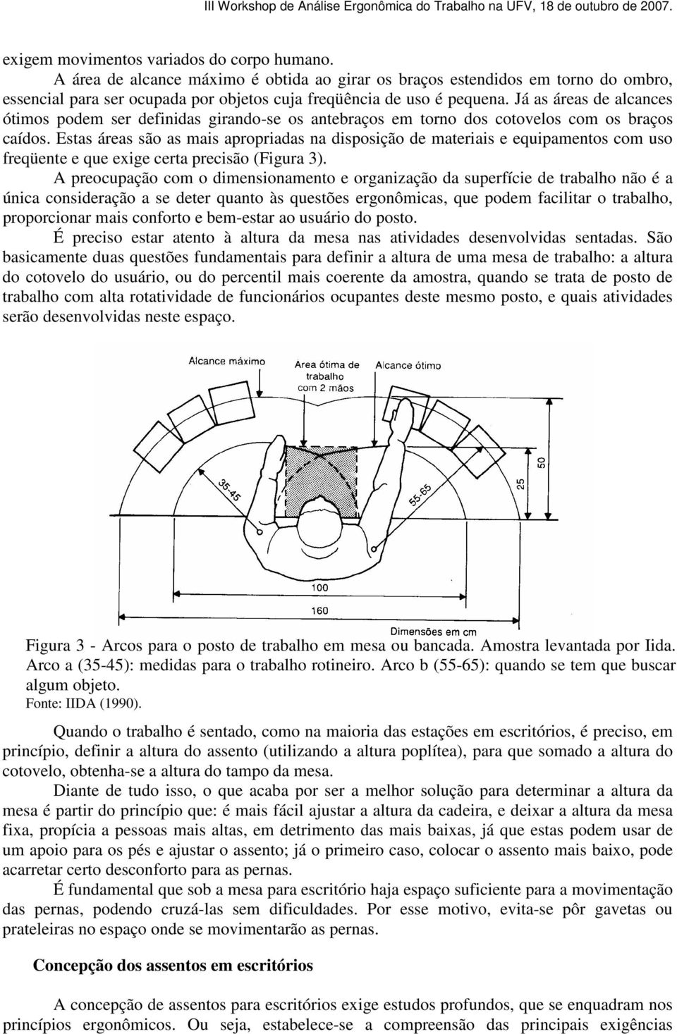 Estas áreas são as mais apropriadas na disposição de materiais e equipamentos com uso freqüente e que exige certa precisão (Figura 3).