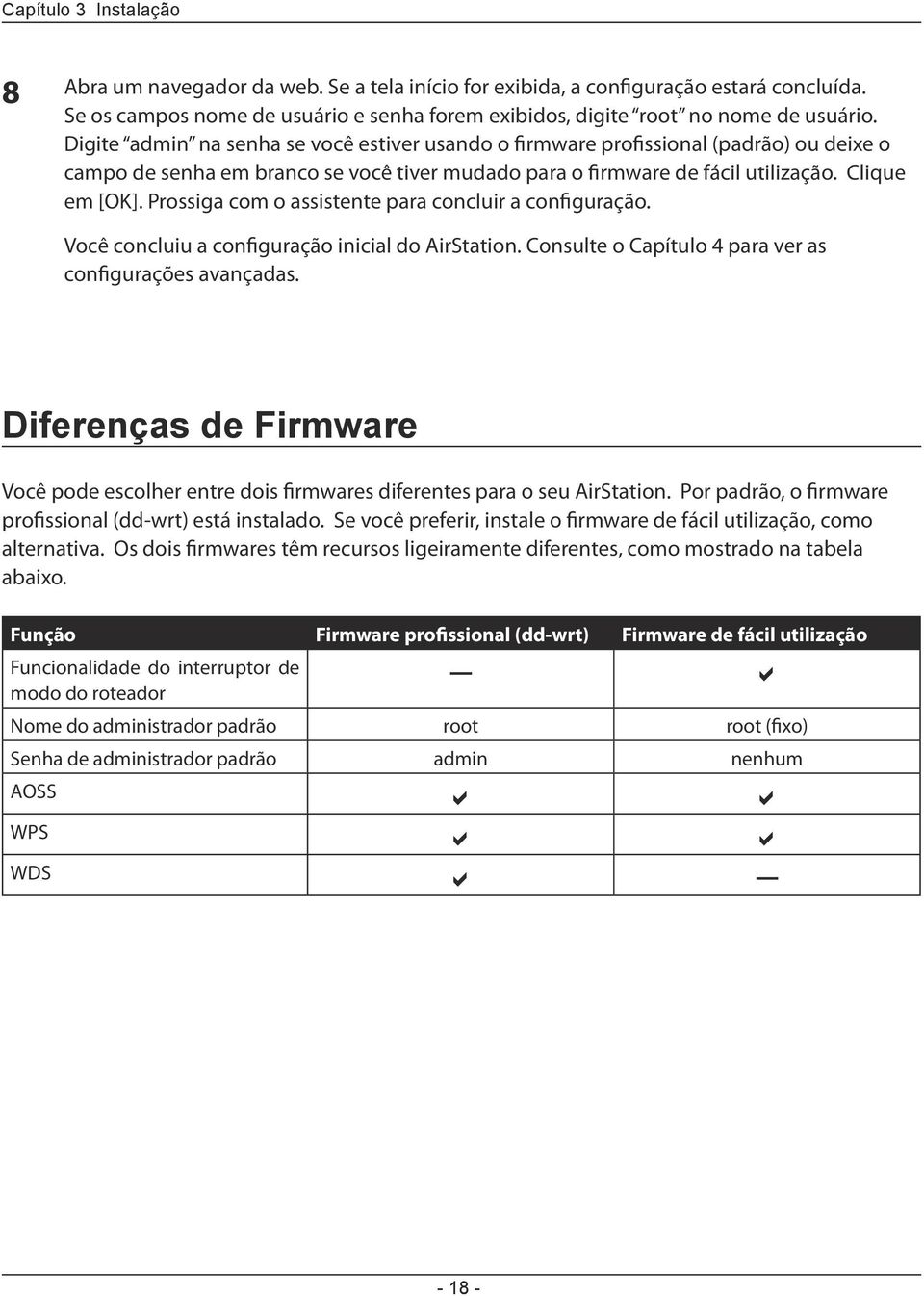 Prossiga com o assistente para concluir a configuração. Você concluiu a configuração inicial do AirStation. Consulte o Capítulo 4 para ver as configurações avançadas.