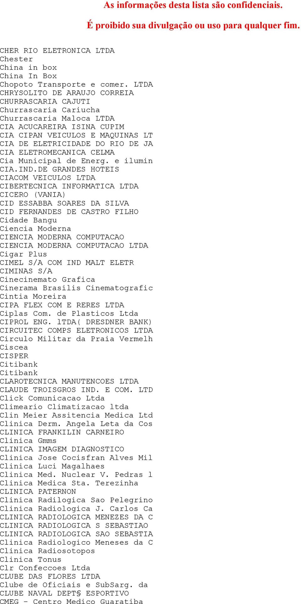 ELETROMECANICA CELMA Cia Municipal de Energ. e ilumin CIA.IND.