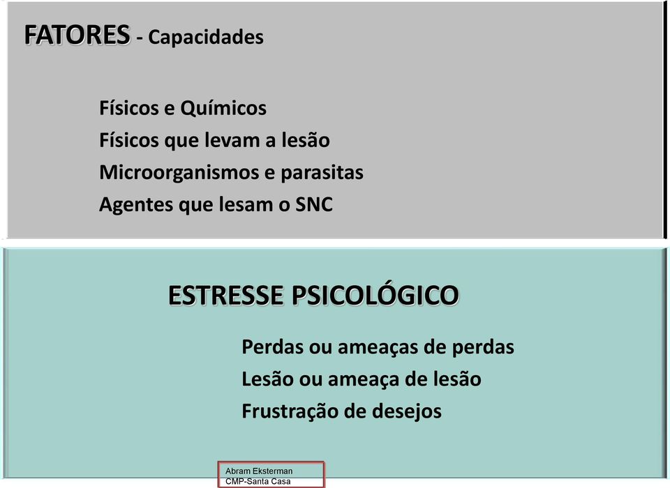 lesam o SNC ESTRESSE PSICOLÓGICO Perdas ou ameaças de