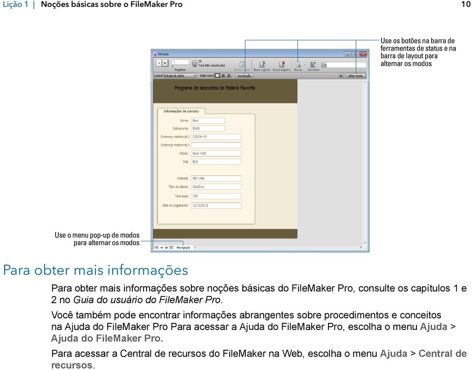 do usuário do FileMaker Pro.