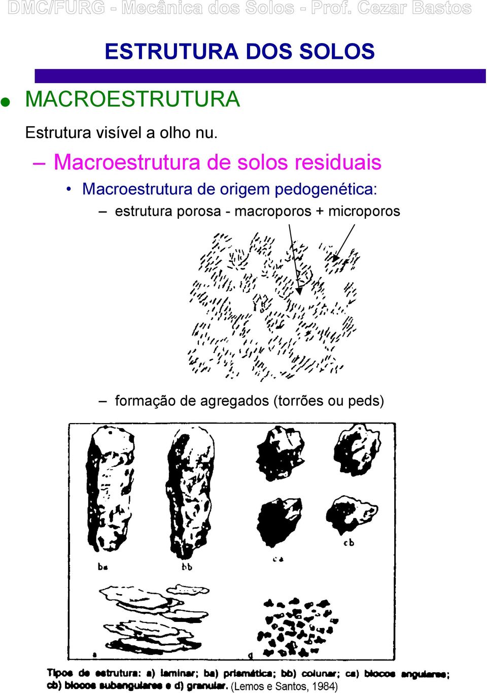 de origem pedogenética: estrutura porosa -