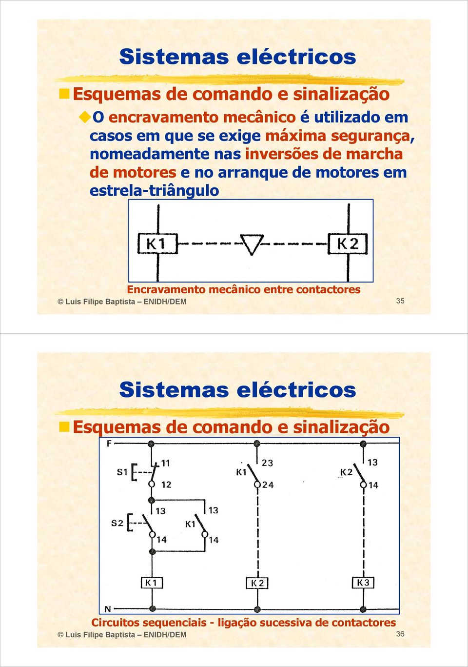 estrela-triângulo Encravamento mecânico entre contactores Luis Filipe Baptista ENIDH/DEM 35 Esquemas