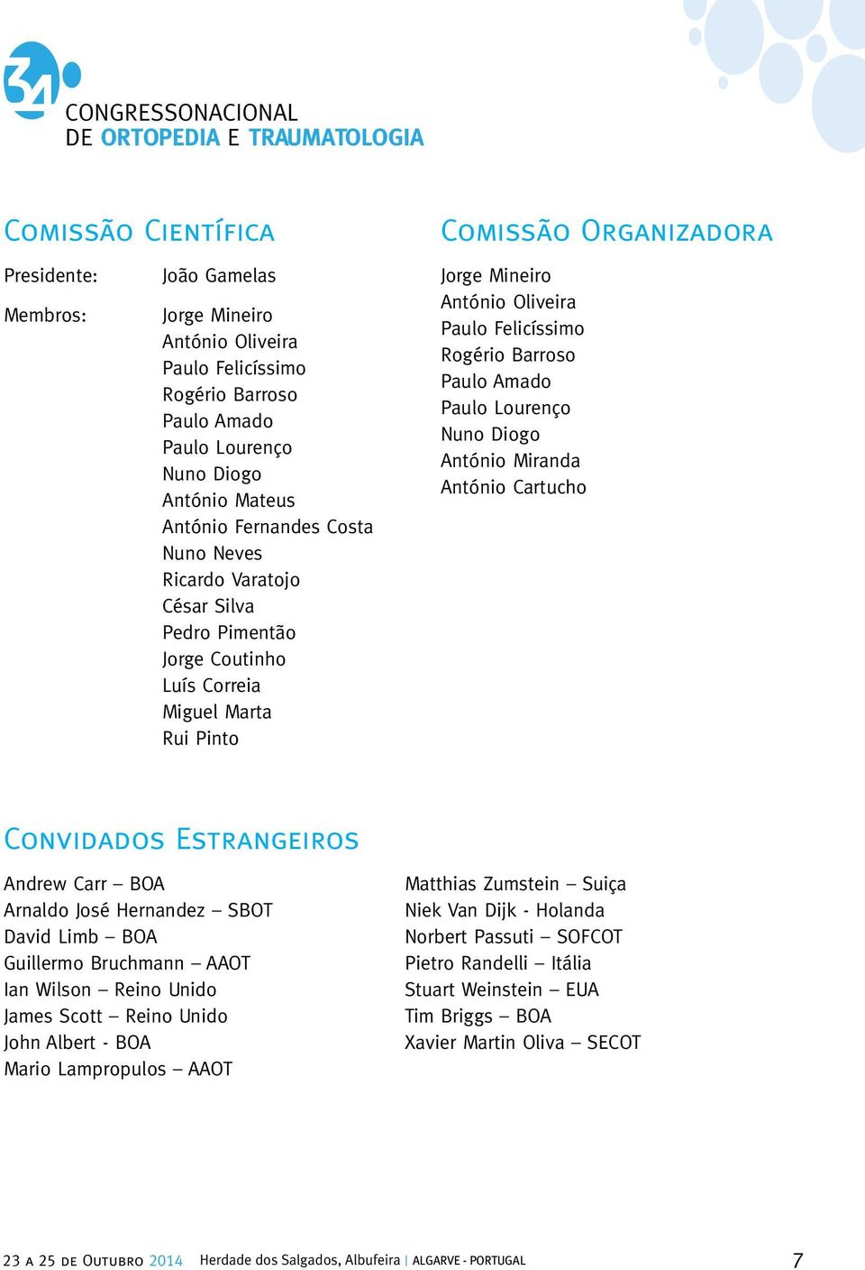 Amado Paulo Lourenço Nuno Diogo António Miranda António Cartucho Convidados Estrangeiros Andrew Carr BOA Arnaldo José Hernandez SBOT David Limb BOA Guillermo Bruchmann AAOT Ian Wilson Reino Unido