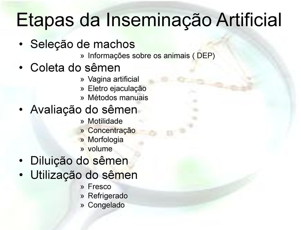 Métodos manuais Avaliação do sêmen» Motilidade» Concentração» Morfologia»