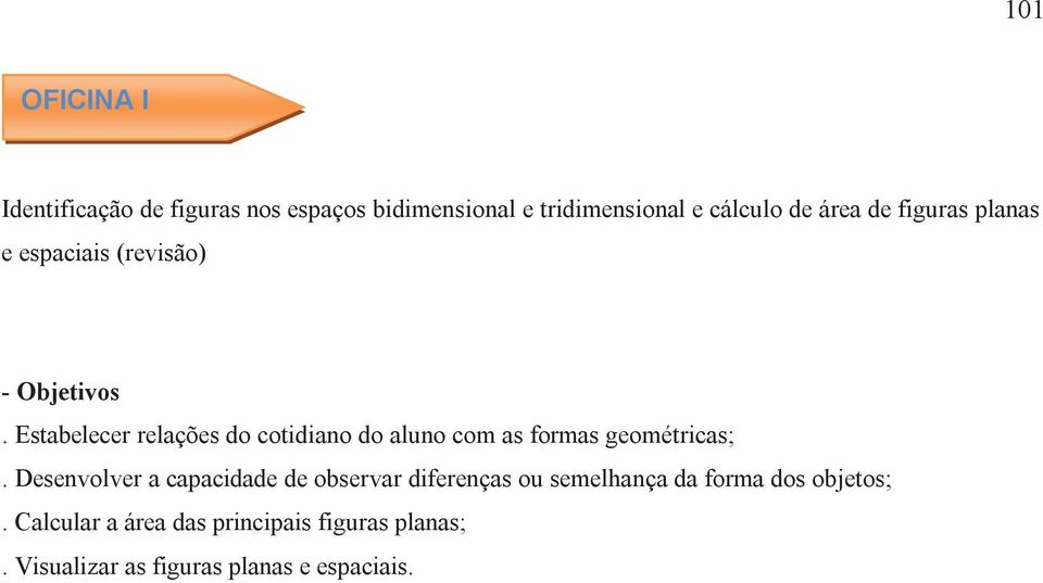 Estabelecer relações do cotidiano do aluno com as formas geométricas;.