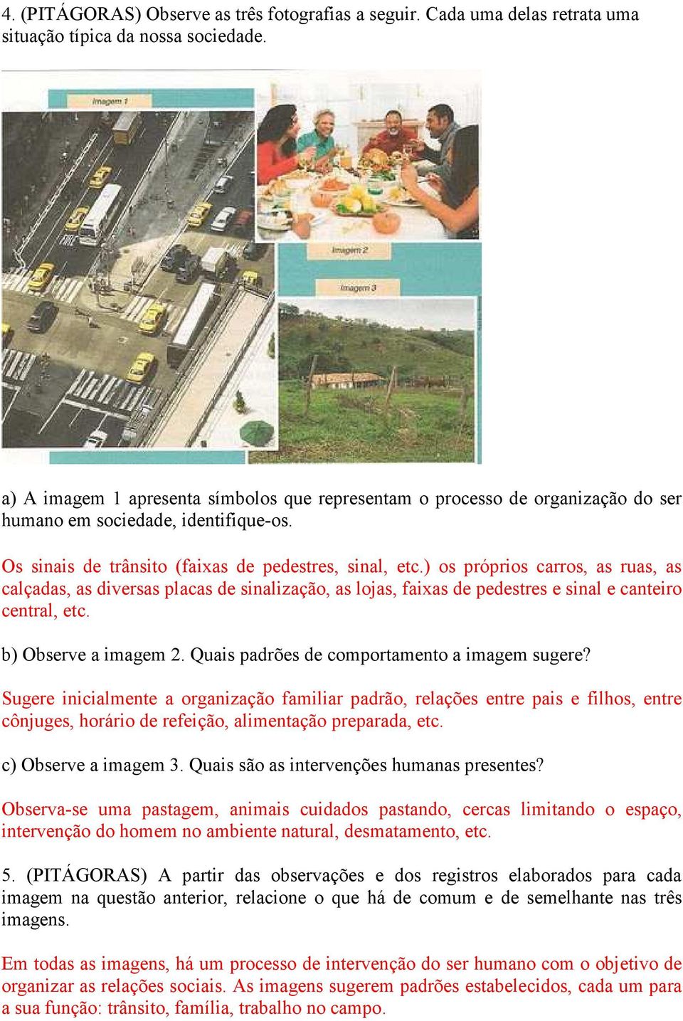 ) os próprios carros, as ruas, as calçadas, as diversas placas de sinalização, as lojas, faixas de pedestres e sinal e canteiro central, etc. b) Observe a imagem 2.