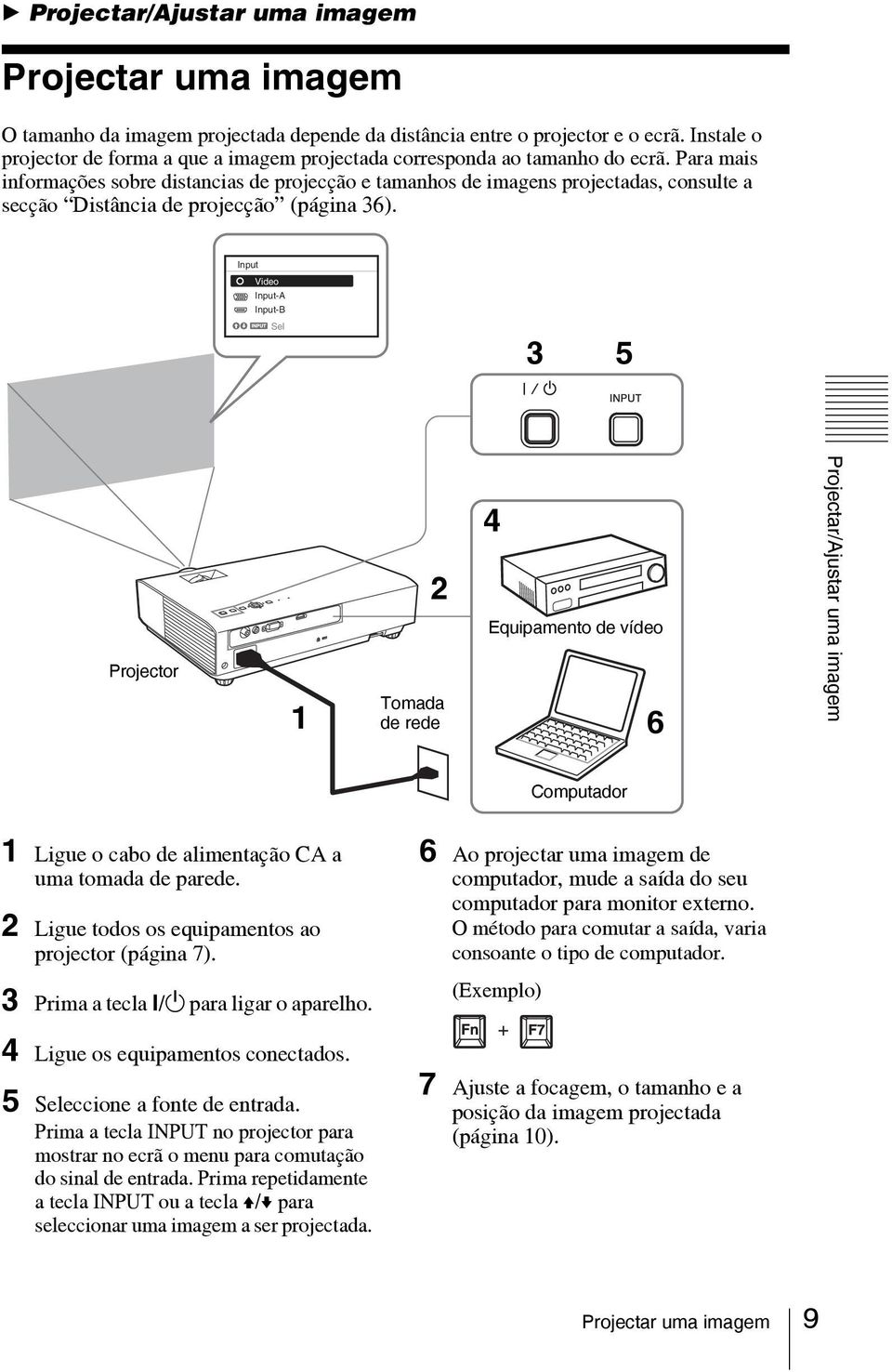 Para mais informações sobre distancias de projecção e tamanhos de imagens projectadas, consulte a secção Distância de projecção (página 36).