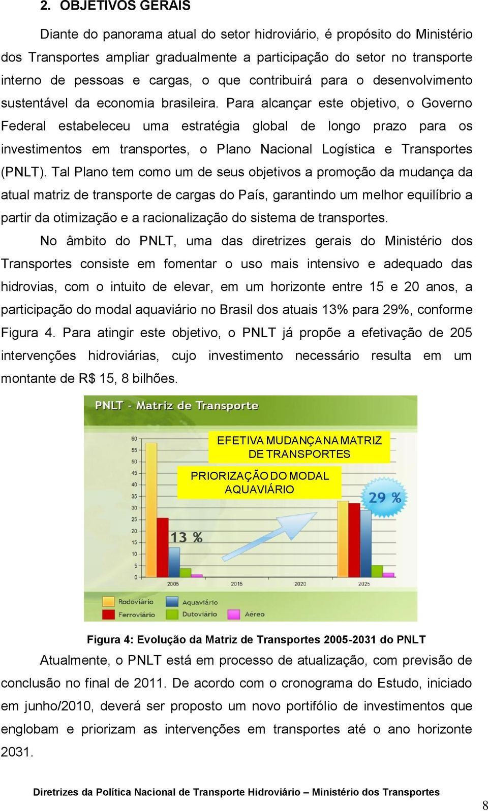 Para alcançar este objetivo, o Governo Federal estabeleceu uma estratégia global de longo prazo para os investimentos em transportes, o Plano Nacional Logística e Transportes (PNLT).